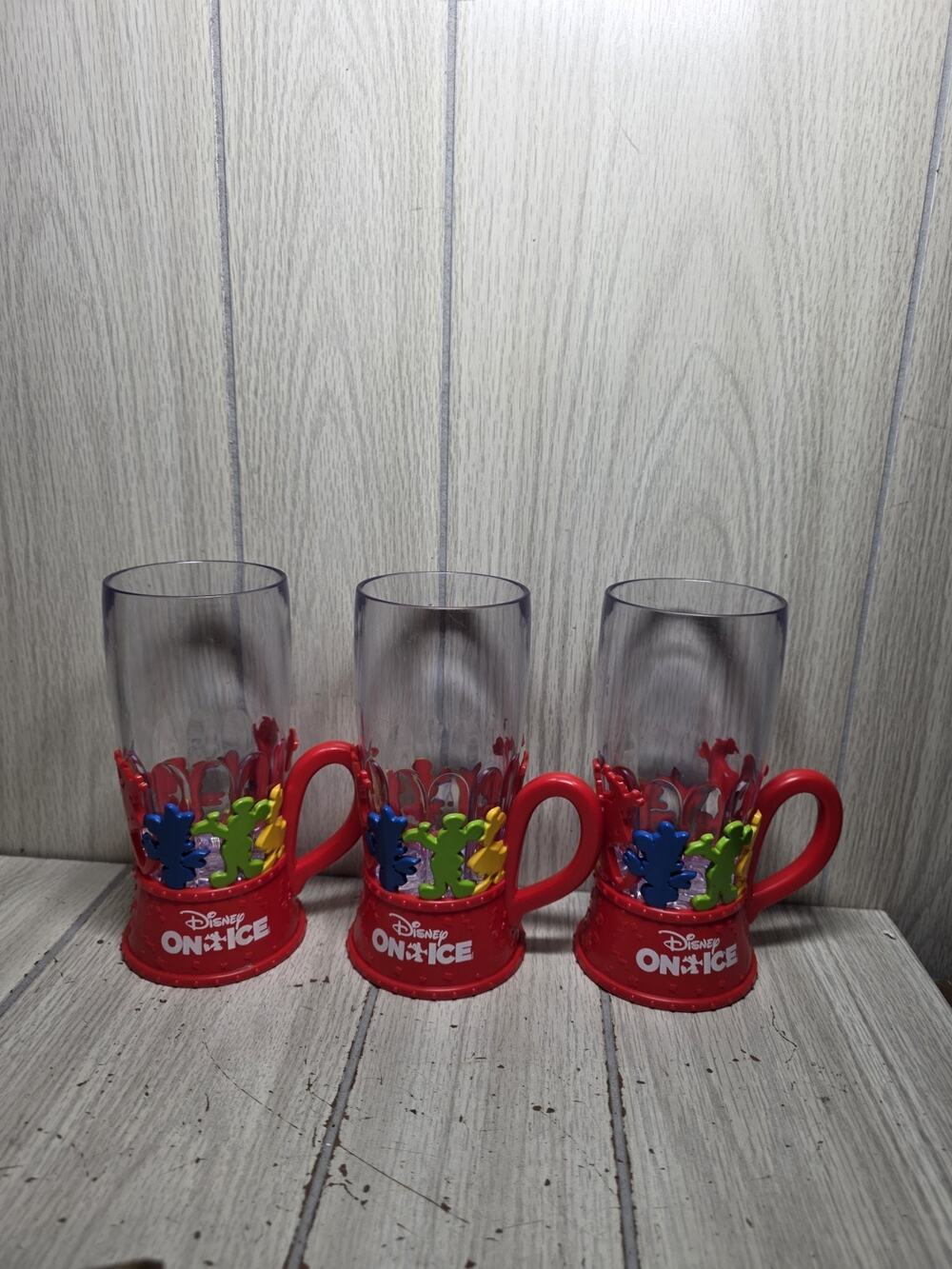 Disney On Ice Souvenir Mickey Mouse & Friends Light Up Plastic Mugs Set 3 Read